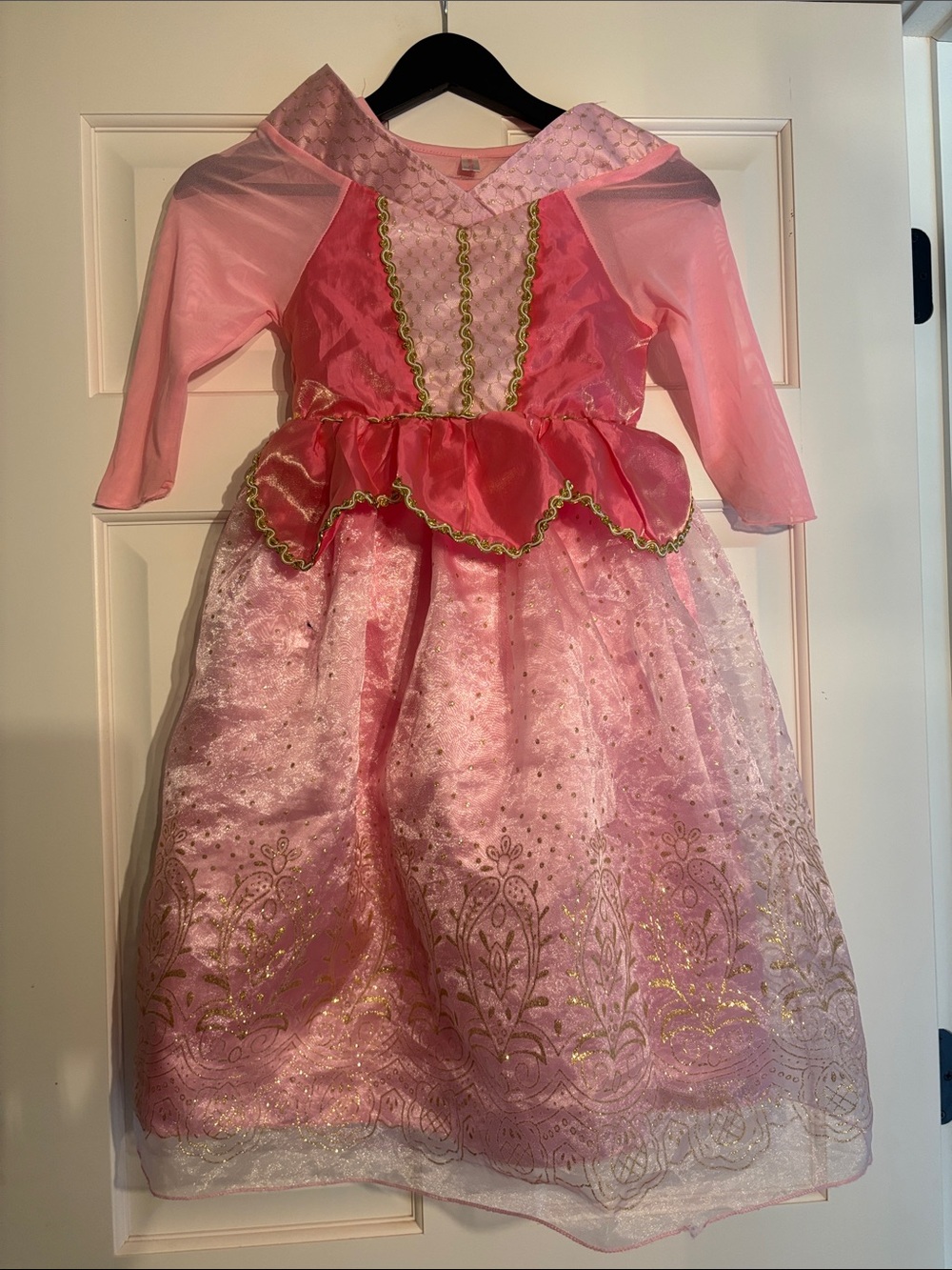 Pink Princess Dress Costume with Gold Trim
